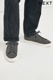 Grey Regular Fit Perforated Side Trainers (M49359) | $44