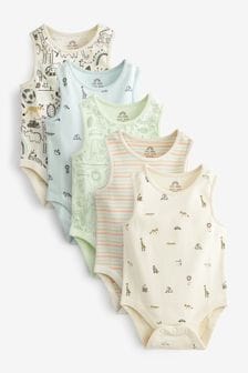 Blue Jungle Print Baby 5 Pack Vest Bodysuits (0mths-3yrs) (M49428) | $25 - $29