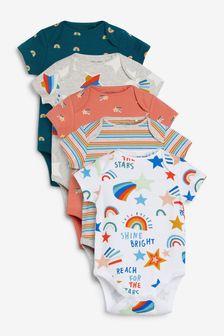Rainbow Baby 5 Pack Short Sleeve Bodysuits (0mths-3yrs) (M49429) | €25 - €31