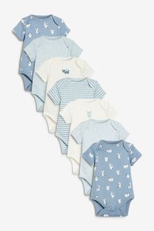 Bleu motif lapin - Lot de 7 bodies manches courtes pour bébé (0 mois - 3 ans) (M49436) | €22 - €24