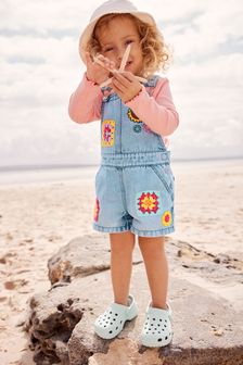 Denim Dungaree With Crochet Appliques (3mths-7yrs) (M49439) | €21.50 - €26