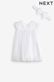 Ecru White Baby Occasion Dress (0mths-2yrs) (M49443) | DKK147 - DKK166