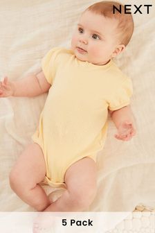 Pastelowy Pointelle - 5 body niemowlęcych z krótkim rękawem (0m-cy-3lata) (M49609) | 92 zł - 114 zł