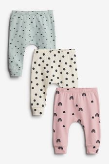 Teal Blue and Pink Print Baby 3 Pack Leggings (M49642) | $17 - $20