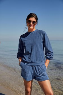 Donkerblauw - Sweatshirt van badstof (M49759) | €24