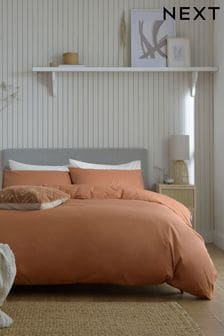 Rust Orange Cotton Rich Plain Duvet Cover and Pillowcase Set (M49879) | €26 - €59