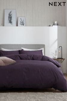 Purple Blackberry Cotton Rich Plain Duvet Cover and Pillowcase Set (M49880) | $32 - $79