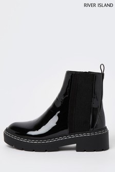 River Island Black Chunky Panelled Gusset Boot (M49956) | $74