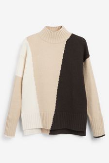 Teal Blue High Neck Rib Back Detail Jumper (M50066) | €14.50