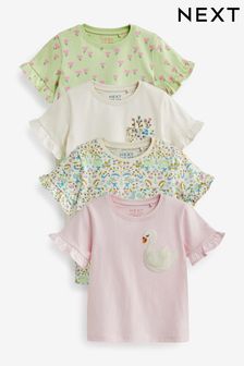 Pink/Green Short Sleeve T-Shirts 4 Pack (3mths-7yrs) (M50187) | KRW27,900 - KRW34,500