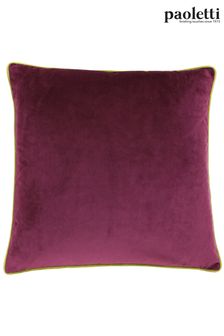 Riva Paoletti Maroon Red/Moss Green Meridian Velvet Polyester Filled Cushion