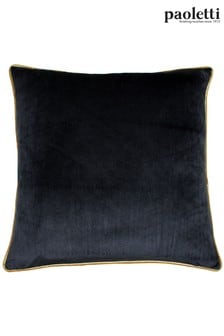 Riva Paoletti Black/Gold Meridian Velvet Polyester Filled Cushion (M50563) | ₪ 91