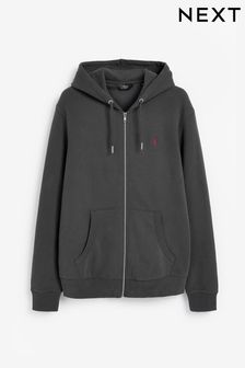 Slate with Stag Logo Zip Through Hoodie (M50788) | ₪ 89