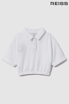 Reiss Ivory Pax Teen Cotton Cropped Polo Shirt (M51030) | kr565