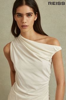Reiss Ivory Dylan Ruched Off-The-Shoulder Top (M51032) | AED634