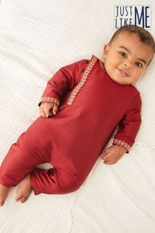 Red Baby Embroidered Occasion Romper (0mths-2yrs) (M51385) | $31 - $34
