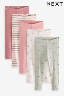 Pink Ditsy Rib Jersey Leggings 5 Pack (3mths-7yrs) (M51396) | EGP638 - EGP760