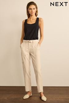 Ecru Cream Smart Utility Cargo Belted Taper Trousers (M51812) | €12