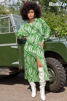 Ro&zo Green Geometric Print Batwing Shirt Dress (M51890) | €74