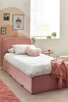 Opulent Velvet Blush Pink Matson Kids Upholstered Drawer Storage Bed Frame (M51912) | €580
