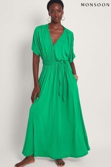 Monsoon Green Everly Jersey Dress (M51925) | 371 QAR