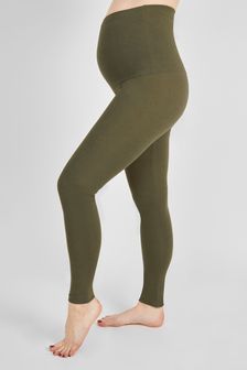 JoJo Maman Bébé Khaki Green Cotton Rich Maternity Leggings (M51964) | SGD 44