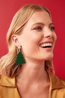 Grün - Ohrringe mit Weihnachtsbaum-Motiv (M52240) | 5 €
