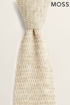 Moss Latte Natural Melange Knitted Linen Tie (M52248) | ₪ 140