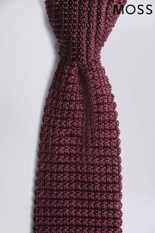 Czerwony - Dzianinowy krawat Moss z jedwabiu (M52255) | 190 zł