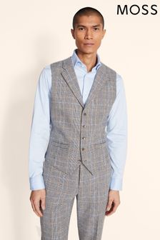 Moss Tailored Fit B&w With Blue Check Suit Waistcoat (M52260) | 252 zł