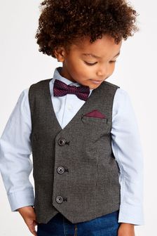 Tan Brown Heritage Check Waistcoat, Shirt And Bowtie Set (3mths-9yrs) (M52280) | €33 - €38