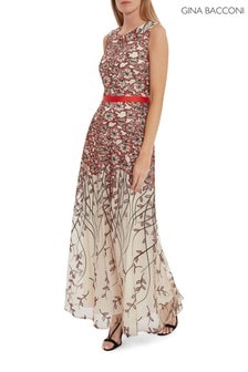 Gina Bacconi Griet Black Embroidered Maxi Dress (M52292) | $577