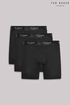 Ted Baker Black Cotton Boxer Briefs Three Pack (M52354) | $59
