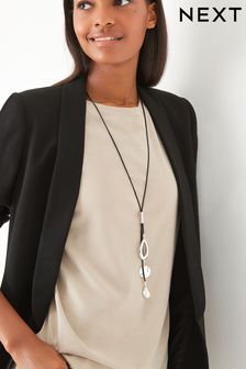 Black Cord Cluster Necklace (M52358) | $29