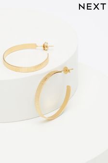 Sterling Silver Gold Plated Etched Hoop Earrings (M52385) | €30