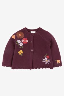 Plum Purple - Baby Floral Embroidered Cardigan (0mths-2yrs) (M52498) | kr200 - kr226