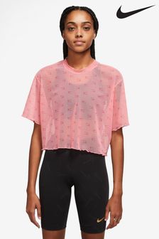 Nike Mid Pink Air Allover Print Mesh Short-Sleeve Crop Top (M52898) | €25