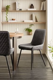 Monza Faux Leather Dark Grey Hamilton Non Arm Dining Chairs Set of 2 (M53057) | €345