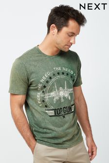 Top Gun Green Acid Wash Regular Fit TV And Film License T-Shirt (M54023) | 28 €