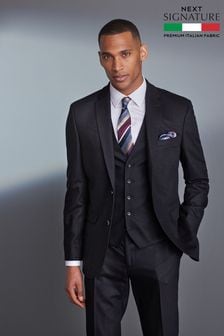 Black Slim Fit Signature Tollegno Fabric Suit: Jacket (M54046) | HK$1,552