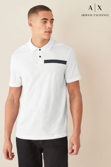 Armani Exchange White Tape Logo Polo Shirt (M54056) | ₪ 349