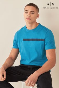 Armani Exchange Teal Blue Tape Logo T-Shirt (M54058) | ₪ 279