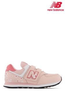 Розовые кроссовки для старших девочек на липучках New Balance 574 (M54199) | €59