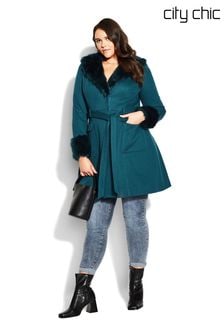 City Chic Green Make Me Blush Coat (M54213) | €65