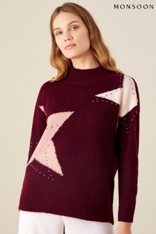 Monsoon Red Stacy Star Knit Jumper (M54497) | €79