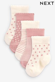 Розовый, в горошек - Набор из 5 пар носков для малышей (0 мес. - 2 лет) (M54752) | €7