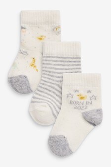 Born In 2022 3 Pack Socks (0-12mths) (M54864) | ₪ 15