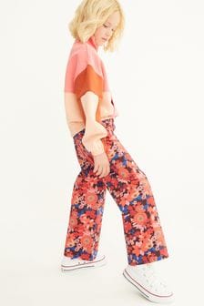 Red Printed Wide Straight Jeans (3-16yrs) (M54882) | €6.50 - €8.50