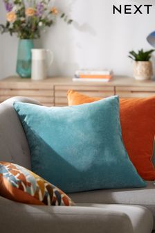 Teal Blue Soft Velour Large Square Cushion (M55339) | $26