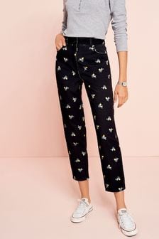 Navy Floral Print Mom Jeans (M55349) | CHF 43